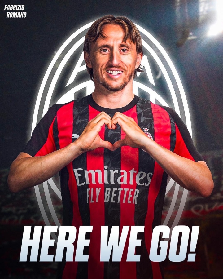 我們?nèi)?！羅曼諾：39歲的莫德里克（Modric）自由加入AC米蘭（AC Milan）